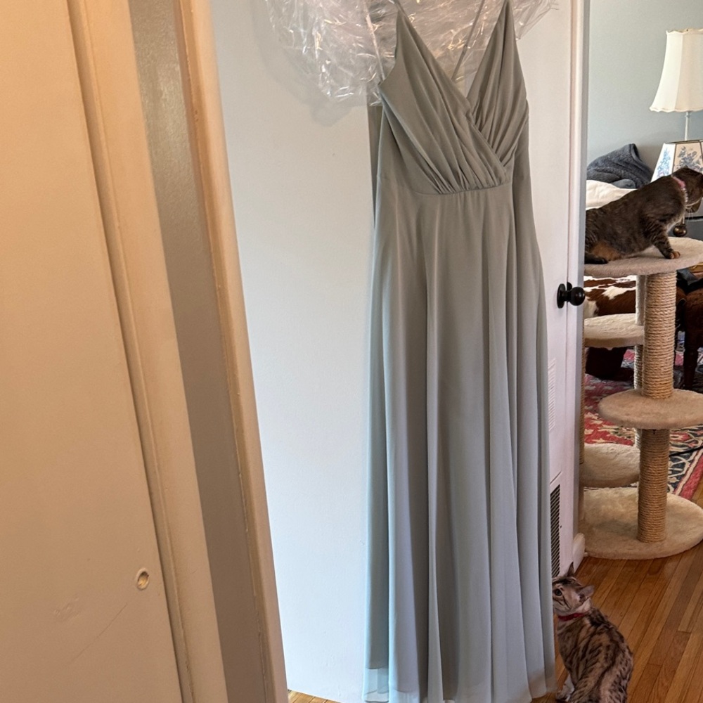 Elegant Spaghetti Strap Sage Green Dress Bridesmaid Dress